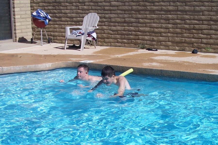 Adults with developmental disabilities swimming