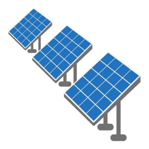 Illustration of solar panels facing upward.